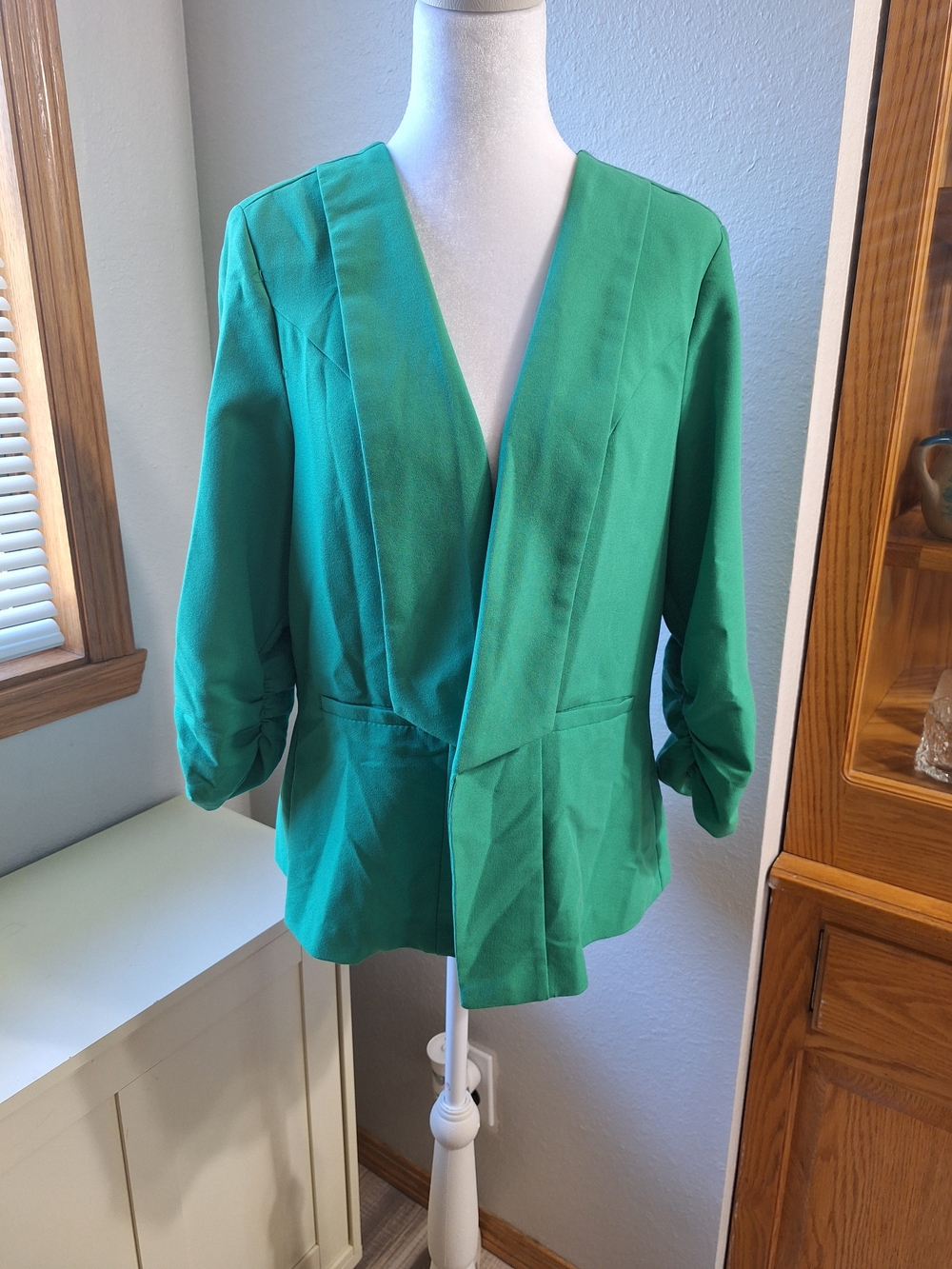 Torrid Green Open-Front Womens Blazer Jacket